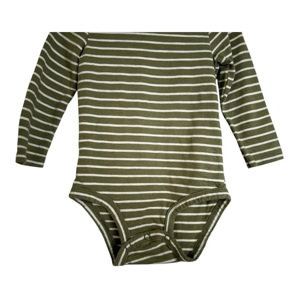 Carter's Olive Green Striped Baby Long-Sleeve Bodysuit